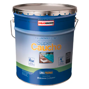 Tineta De Pintura Super Caucho Azul Piscina 4gl